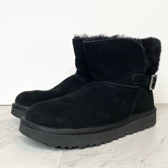 UGG Karel Black Mini Winter Boot 6 - Picture 1 of 14
